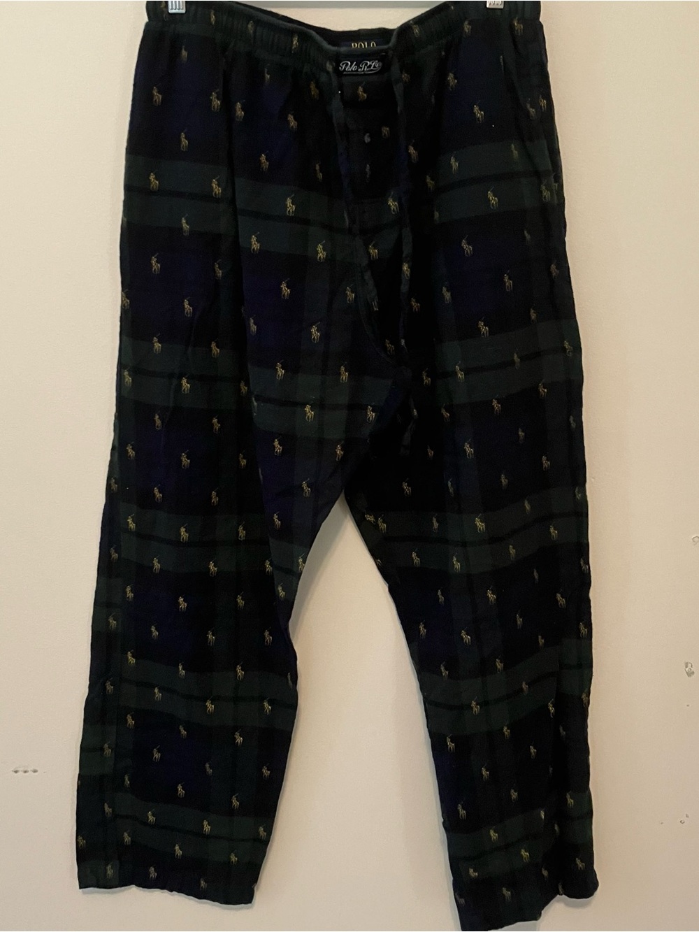 Polo Ralph Lauren Mens XL Navy Watch Plaid Cotton Pajama Lounge Pants Pony